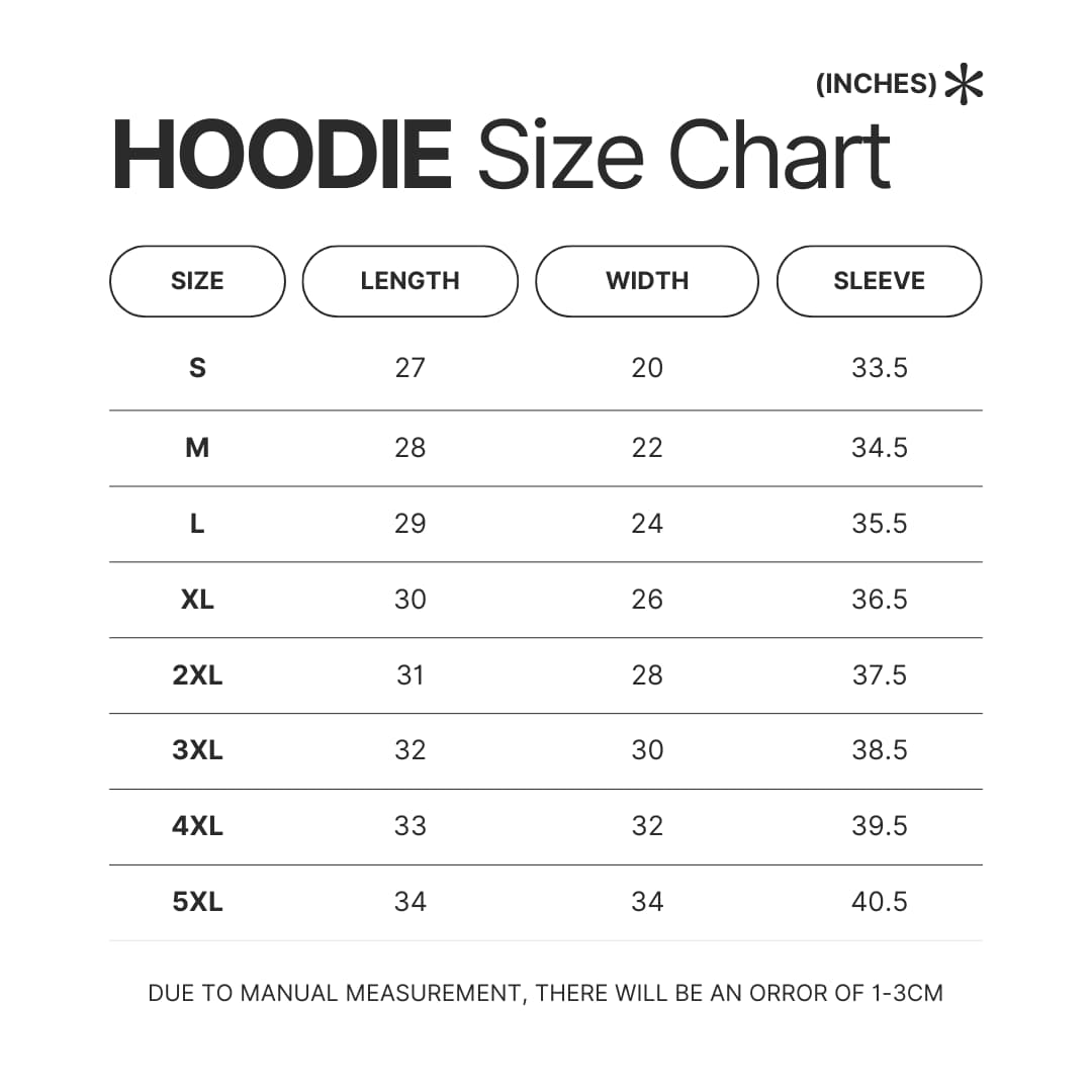 Hoodie Size Chart - Beastars Shop