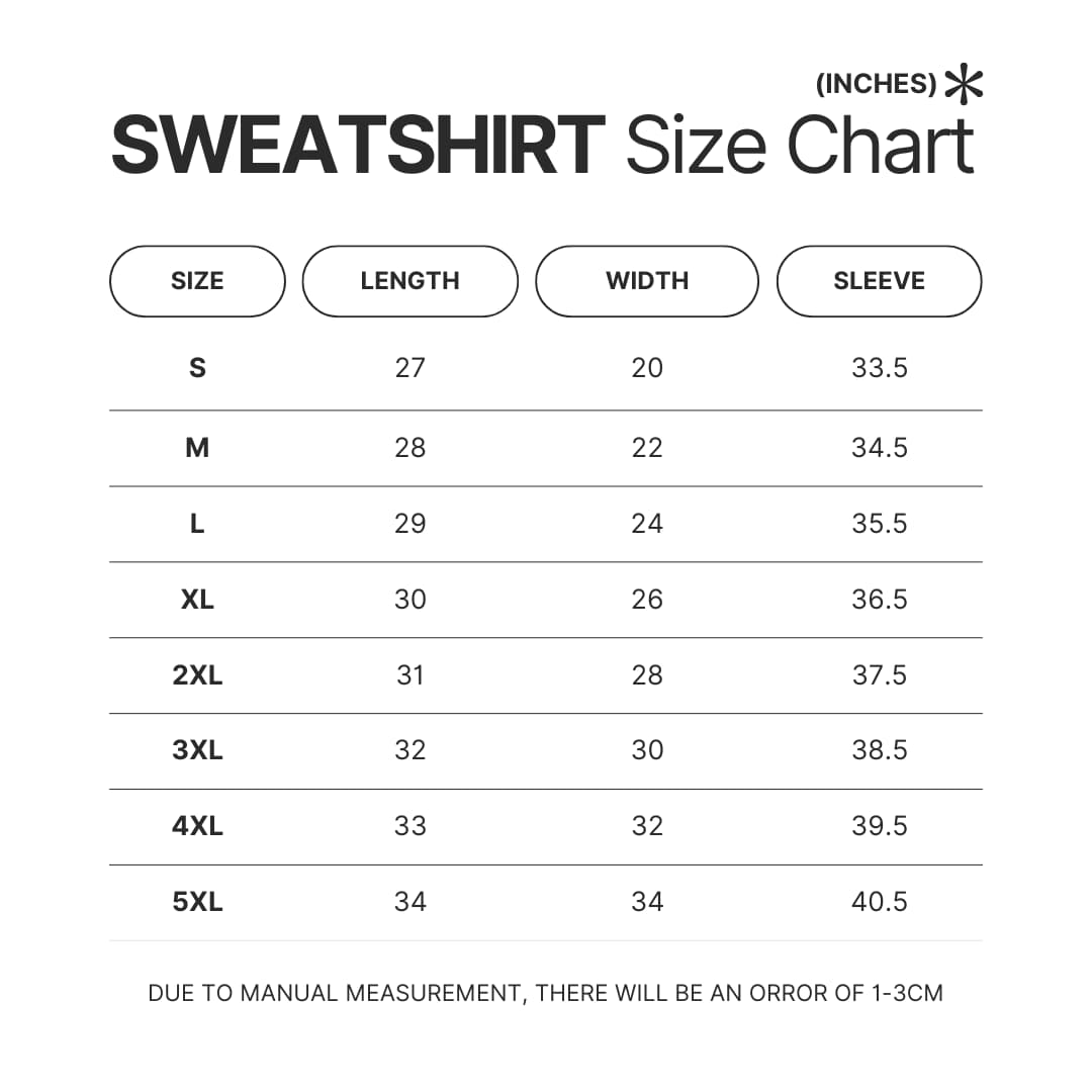 Sweatshirt Size Chart - Beastars Shop
