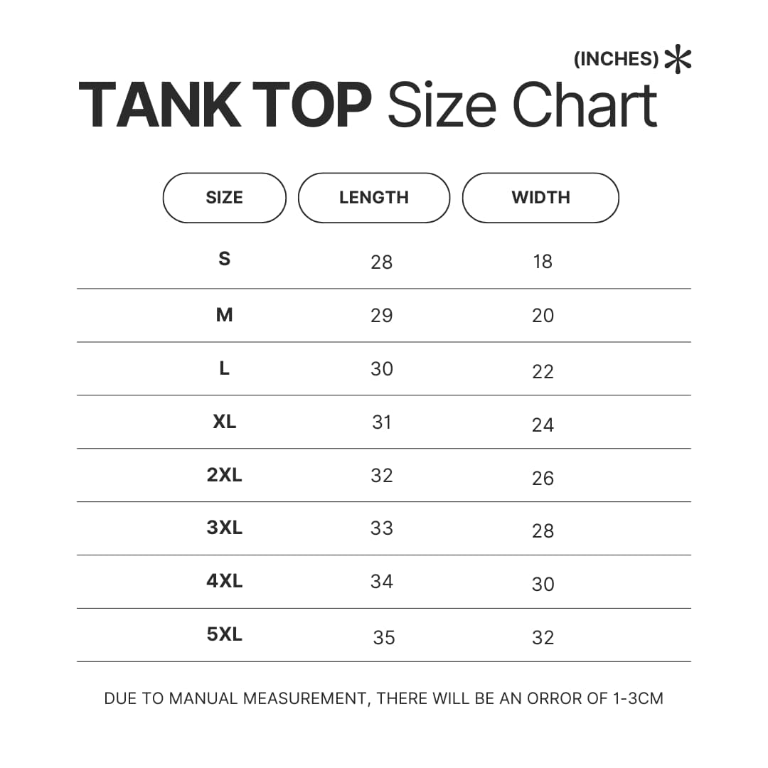 Tank Top Size Chart - Beastars Shop