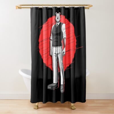 Riz Beastars With Red Background Shower Curtain