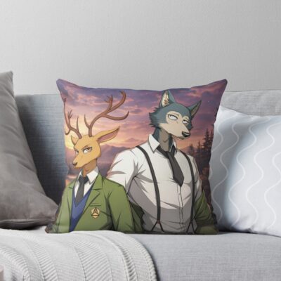 Cool Beastars Louis And Legoshi Throw Pillow
